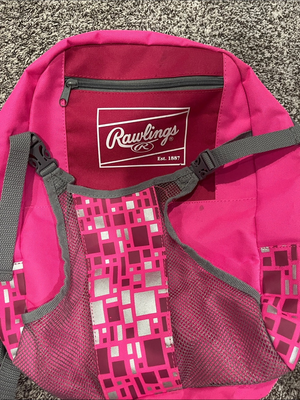 Rawlings Hot Pink Girls Softball Backpack with Gray Accents - Picture 2 of 4